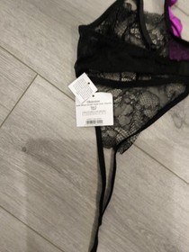 BNWT Vintage Ann Summers Black & Orchid Obsession Spider Basque Size Large