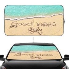 Windshield Sun Shade, Car Front Window Shades Cute Sunshade Large Good Vibes