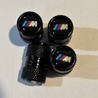 BMW M Performance Emblem Logo Black Tire Valve Stem Caps Set of 4 New