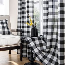 Buffalo Curtains, Black and White, Buffalo Check, 42"W x 84"L Pack of 2 Plaid