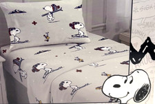 Authentic Peanuts Snoopy Woodstock Twin Sheet Set 3pc Ski Winter Super Soft NWT