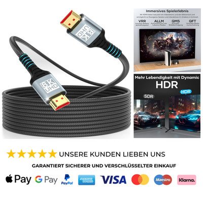 5Meter HDMI Kable 10K 8K,Ultra High Speed HDMI Kabel 10K 8K60Hz 4K120Hz 