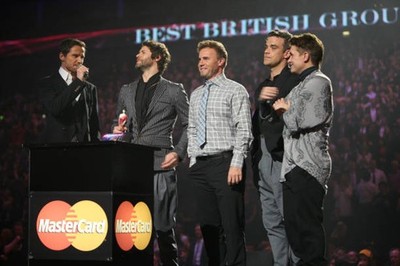 Take That accept award at the podium during The BRIT Awards 2011 a- Old Photo