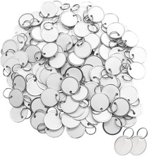 100PCS Metal Rim Key Tags,1.26 Inch Blank round Rimmed Key Tag Paper Tags with M