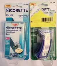 2 PACK-Nicorette 4 mg Nicotine Gum 20 Pieces EACH-MINT White Ice Mint-NEW