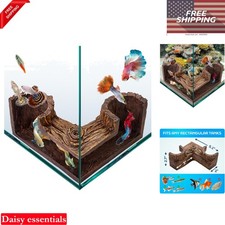 Natural Wood-Like Aquarium Cave 5.1x2.7x2 in BPA-Free Fish Hideout