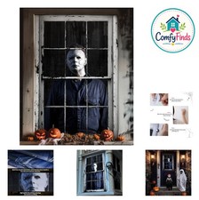 Halloween Horror Window Door Cover Scary Fabric D cor Reusable with Hooks for