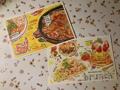 Postkarte/ Postcard/Motivkarte : Food-Illustration, Kunst