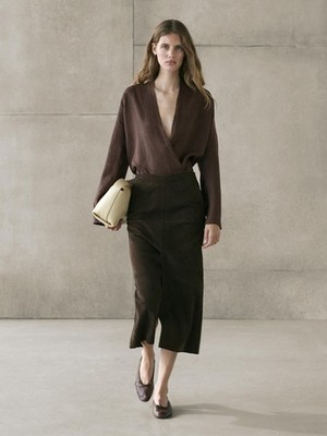 Massimo Dutti Linen flowy loose wrap blouse Size M 