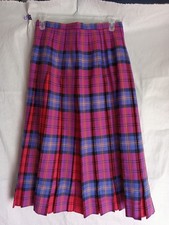 Vtg Surrey Classics pleated skirt magenta periwinkle red 12 wool gabardine