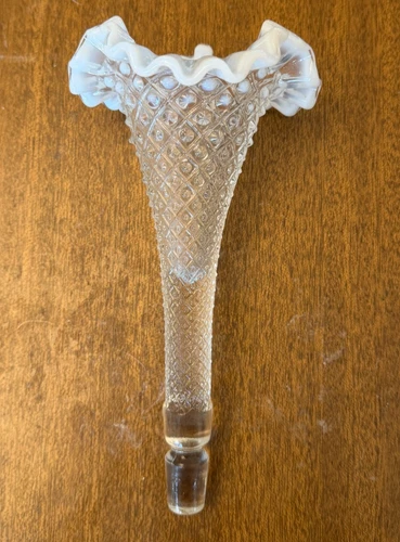 Vintage Opalescent Glass Epergne Horn Replacement Diamond Point Single Piece