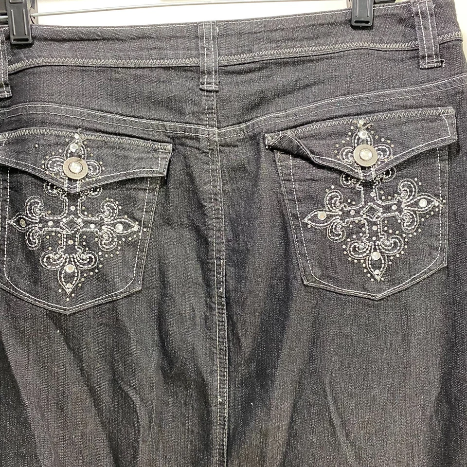 CATO Denim Western Maxi Skirt Women 18W Black Dark Modest Rodeo Southwestern - Image 4 of 4