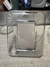 Vintage Clear And Frosted Solid Glass Standing Or Wall Picture Frame 5 x 7 Inch