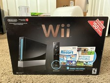 NEW Nintendo Wii With Wii Sports + Wii Sports Resort Black Console System Bundle