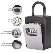 Key Safe 4-Digit Combination Lock Box Wall Mount Storage Safe Security Outdoor