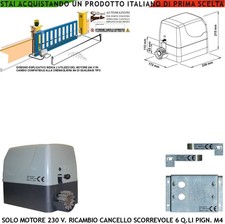 Motore 230 V Ricambio Cancello Scorrevole 6 Q.li Compatibile Fadini Came Beninca