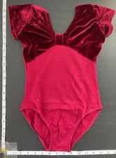 Red Velvet Short Sleeve Ballet Leotard  | Affordable Cheap Dancewear