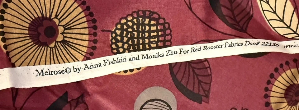 "Tela de gallo rojo Melrose de Anna Fishkin hoja púrpura floral 45"" por comprar" Foto 3 de 4