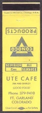 Ute Café Conoco Gas Ft Garland CO matchcover