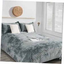 Luxury Velvet Queen Quilt Set, Ultra Soft Lightweight Velvet Comforter Set,