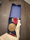 Original WW2 U.S. Military 1946 Dated Boxed Victory Medal Set w/Ribbons, VG
