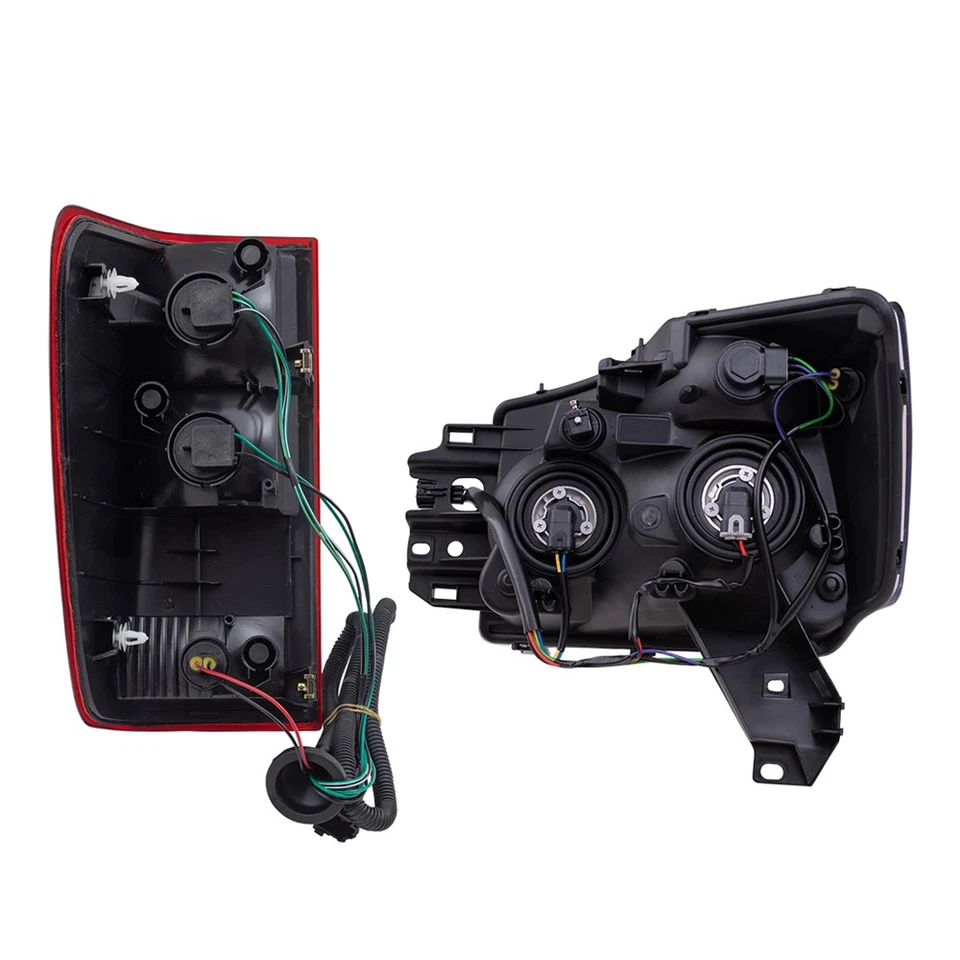 Headlights for 2004-2007 Nissan Titan w/out Utility Bed 4 Pc Set w/ Tail Lights - Imagem 3 de 4