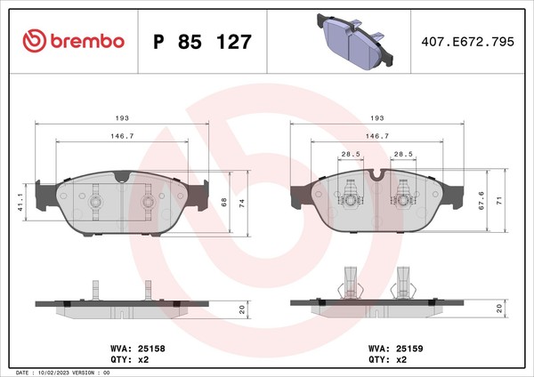 Brembo Bremsbelagsatz Scheibenbremse Prime P 85 127 FüR Audi A6 A7 A8 4GJ 4G5 C7-image