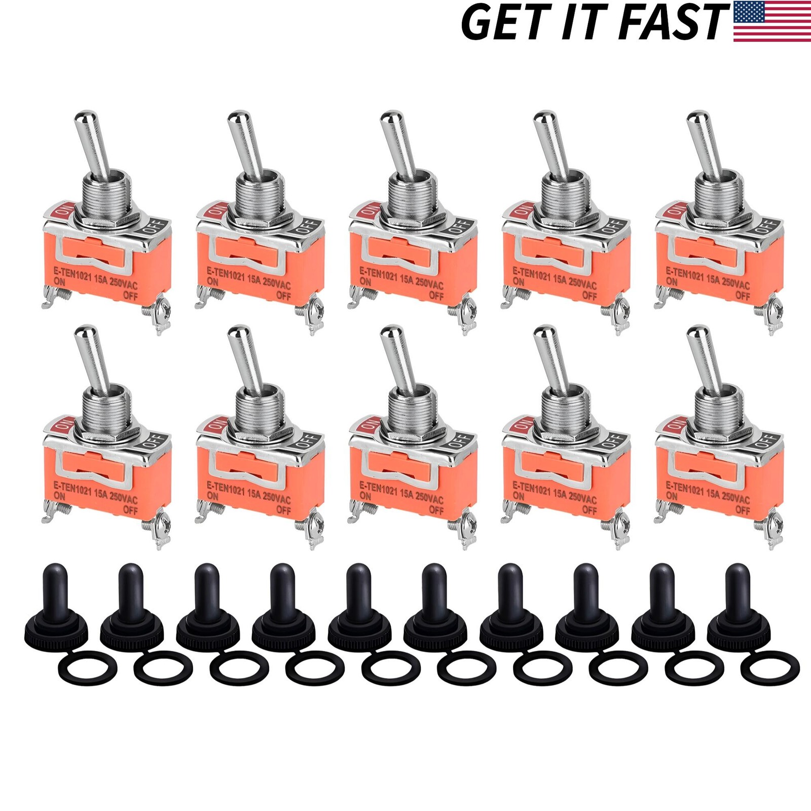 5x Heavy Duty Toggle Switch ON/OFF 15A 125V SPST 2 Terminal Car Boat Waterproof