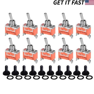 5x Heavy Duty Toggle Switch ON/OFF 15A 125V SPST 2 Terminal Car Boat Waterproof