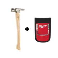 Milwaukee Framing Hammer 19 Oz Milled Face Hickory Handle Magnetic Nail Set