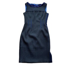 Elie Tahari Women Sheath Mini Dress Sleeveless Boat Neck Navy 4