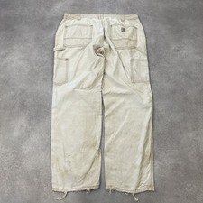Carhartt Carpenter Trousers Womens 36" Distressed Workwear Pants, Beige