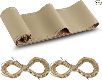 Genuine Leather Steering Wheel Cover, DIY Sewing with Size: GlossyColor: Beige