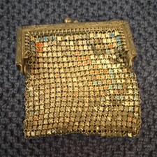 Vintage Gold Tone Metal Mesh Coin Purse Wallet Frame Clasp, Women Formal