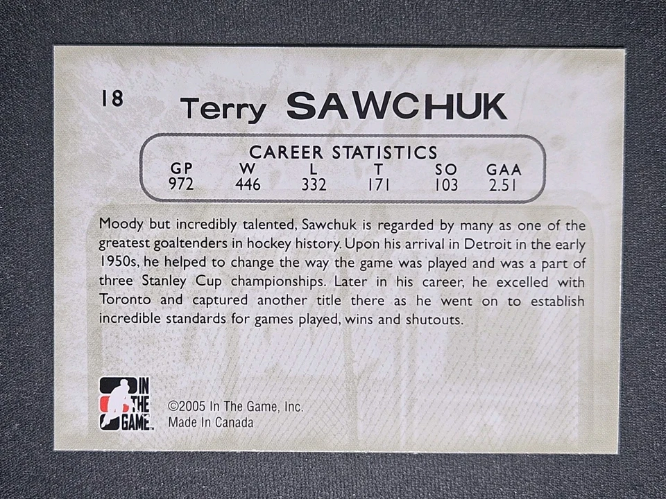 05-06 In The Game Terry Sawchuk Between The Pipes 🚨🚨🚨 Detroit Red Wings  - Image 2 of 2
