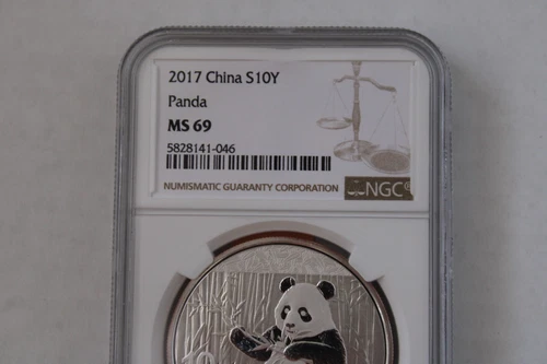 2017 China silver panda MS69 NGC First Strike .999 Silver 10Y