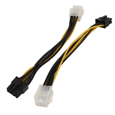 2 Stück 6-Pin Stecker auf 8-Pin ATX Buchse CPU Power Verlängerungskabel