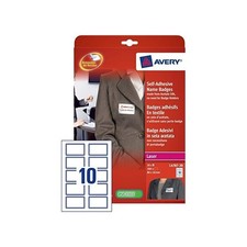 [L4787-20] Avery Boite de 200 badges adhésifs 50 x 80 mm Tissu Blanc Liseré bleu