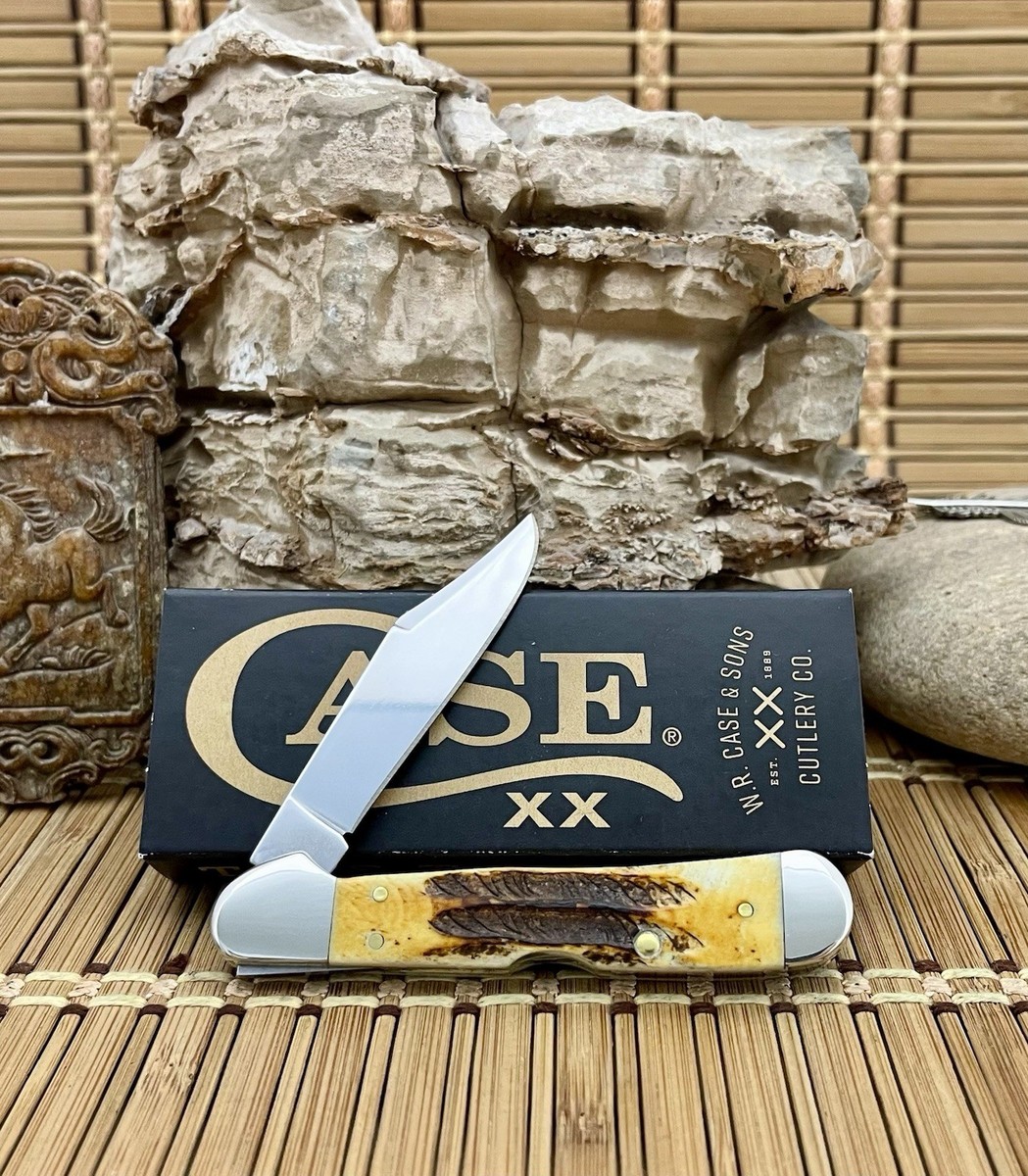 Case XX USA 6.5 Burnt Bone Stag 65327 Stainless Mini Copperlock