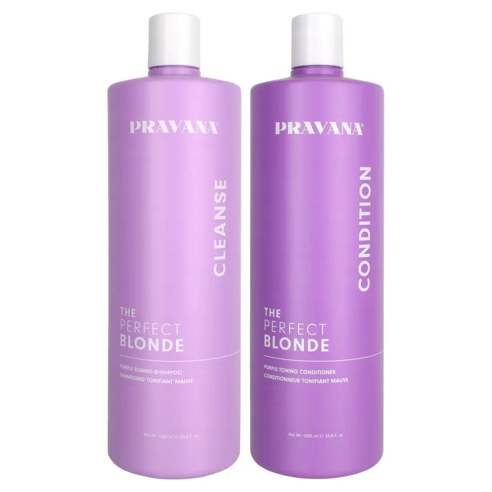 Pravana The Perfect Blonde Purple Hair Toning Shampoo & Conditioner Liter Duo...