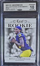 🏈 Bryce Underwood 2024 Leaf ROOKIE GEM-MT 10 💎 WOLVERINES POTENTIAL 1ST PICK