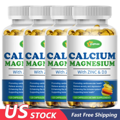 Calcium Magnesium Zinc + Vitamin D3 120 Vegan Capsuels Bone Muscle Immune Health