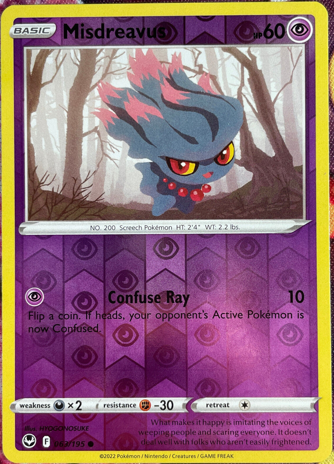 Misdreavus Reverse Holo - 063/195 - Silver Tempest Pokemon 2022