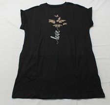 Shein Women's LUNE Graphic Batwing Sleeve Tee Dress BE5 Black Size XS 