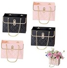 4 PCS Flower Paper Gift Box, Wedding Bouquet Storage Bucket Black and Pink