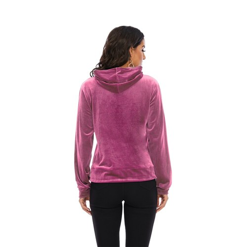 Women Solid High Elastica Sweatsuit Hoodie Sport Tracksuits Winter Warm Coat Top - Picture 7 of 16