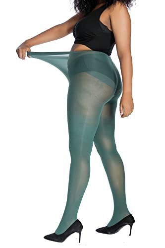 Damen Overknee Strümpfe Silikon Spitze Top Stay Up seidig halbtransparent Strumpfhose - Bild 7 von 83