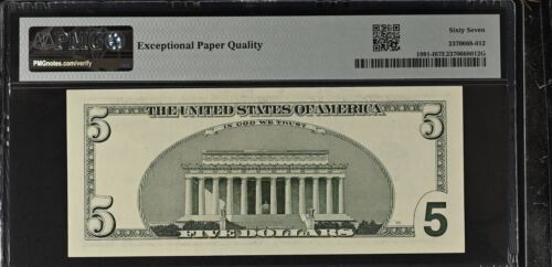 2003A $5 Federal Reserve Note Fr-1991-I Minneapolis PMG67 Superb Gem EPQ - Picture 2 of 2
