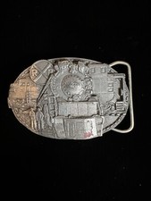 614 Railroad Train Belt Buckle 1986 C J Inc Made In USA CJ 1050 3 1/4"