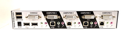 LINDY KVM 4 Port Switch Pro 39331 DVI-I Dual Link USB Audio 4 Port Apple Windows